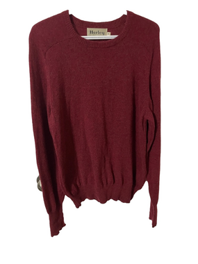 Harley of Scotland 100% Lambs Wool Deep Red Crewneck Sweater Size Small